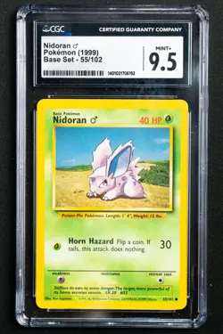 CGC 9.5 MINT+ Nidoran 55/102 - 1999 Base Set - Pokemon TCG - FAST SHIPPING - Image 1
