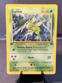 Pokemon TCG Scyther 1st Edition Jungle Set Non Holo Rare #26/64 WOTC VTG 1999 - Image 1