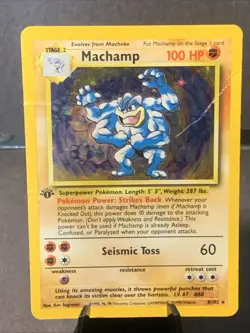 Pokemon TCG Machamp Holo 1st Edition Base Set #8/102 Holo Rare VTG WOTC - Image 1