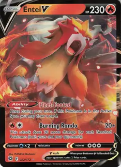 Entei V 022/172 Ultra Rare Holo SWSH09: Brilliant Stars NM Pokemon - Image 1