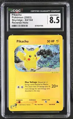 CGC 8.5 Pikachu 2003 Skyridge 84/144 Reverse Holo Pokemon Card - Image 1