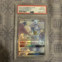 2019 Pokemon S & M Hidden Fates Reshiram GX Holo Vault Rare PSA 10. - Image 1