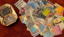 Pokemon Card Lot 60+ With Metal Tin Container Mixed Holos Collection EUC - Image 1