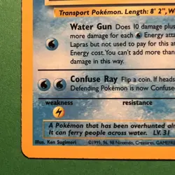 Pokemon TCG Lapras Fossil Holo Rare Card 10/62 1999 Edition LP/NM - Image 4