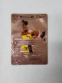 2024 Pokemon Rose Gold Foil Fan Art Card Mega Mimikyu Ex Hp 350 159/300 - Image 1