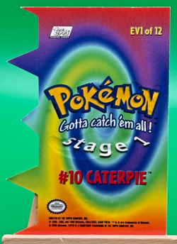 2000 TOPPS Pokemon #10 Caterpie Stage 1 Die Cut Embossed card EV 1 of 12, Rare - Image 2