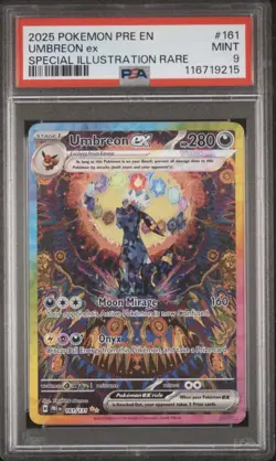 Pokemon 2025 Pre-EN Umbreon EX Special Illustration Rare Card #161 Mint PSA 9 - Image 1