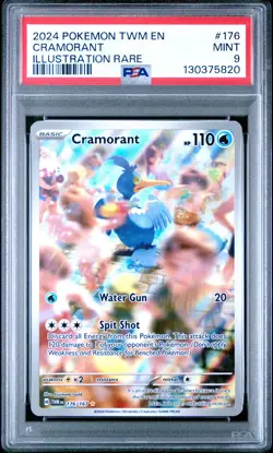 2024 POKEMON TWM EN-TWILIGHT MASQUERADE ILLUSTRATION RARE #176 CRAMORANT PSA 9 - Image 1