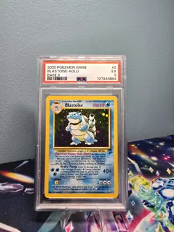 Pokemon TCG Blastoise Holo Foil Rare Card 2/130 2000 Base Set 2 PSA 5 - Image 1