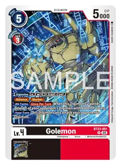 Digimon BT23 Hackers Slumber BT23-051 Golemon Uncommon Card Pre Order October - Image 1
