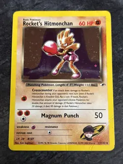 Rocket's Hitmonchan 11/132 Holo Gym Heroes Pokemon Card - Image 1