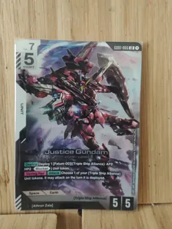GUNDAM TCG CARD GAME JUSTICE GUNDAM GD01-066 LR HOLO FOIL ENGLISH NEWTYPE RISING - Image 1