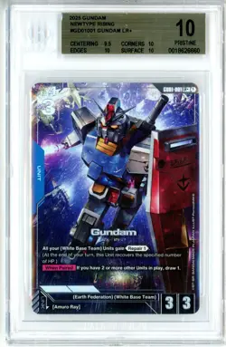 BGS Pristine 10 Gundam Card Game Gundam RX-78-2 GD01-001 LR+ Newtype Rising 2025 - Image 1