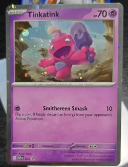 Tinkatink SVP EN 025 Cosmos Holo HD Swirl Black Star Promo Pokemon Card - Image 2