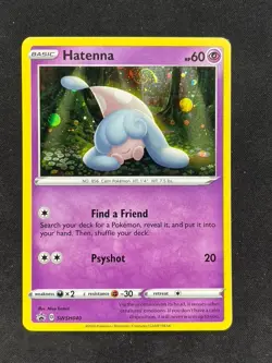 2020 Pokemon Sword & Shield Hatenna Holo Black Star Promo #SWSH040 SWIRL - Image 1