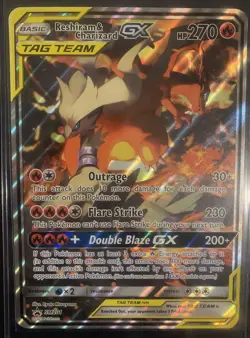 Reshiram & Charizard GX SM201 Jumbo Cards Holo in Top Loader - Image 1