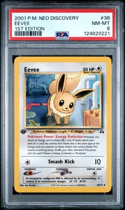 2001 POKEMON NEO DISCOVERY 1ST ED #38 EEVEE PSA 8 - Image 1