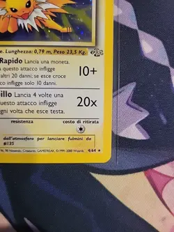 1999 Pokemon Jungle Italian Jolteon 4/64 Holo Rare Near Mint w Swirl - Image 2