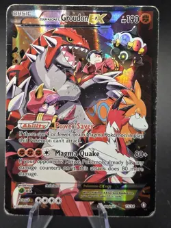 2015 POKEMON XY DOUBLE CRISIS #15/34 TEAM MAGMA'S GROUDON EX FULL ART Hp - Image 1