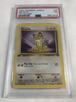 1999 POKEMON JUNGLE #56 MEOWTH 1ST EDITION NEAR MINT PSA 7 - Image 1