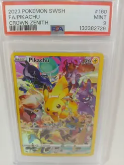 PSA 9 Pokemon Pikachu Crown Zenith Secret Rare 160/159 Alt Full Art SWSH 2023 MT - Image 1