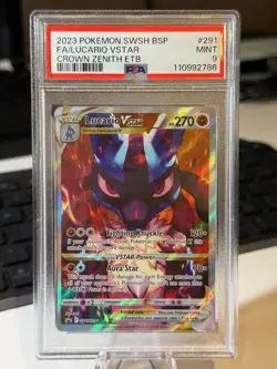 2023 Pokemon Crown Zenith ETB Promo Lucario VSTAR SWSH #291 PSA 9 Mint - Image 1