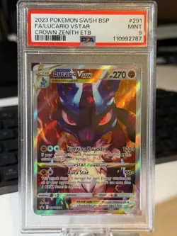 2023 Pokemon Crown Zenith ETB Promo Lucario VSTAR SWSH #291 PSA 9 Mint - Image 3