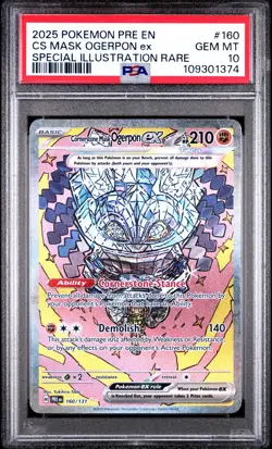 PSA 10 Pokemon Cornerstone Mask Ogerpon ex 160/131 Sv: Prismatic Evolutions SIR - Image 1