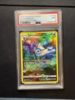 Vaporeon TG02/TG30 Swsh09 Trainer Gallery Holo PSA 9 Brilliant Stars Pokemon - Image 1