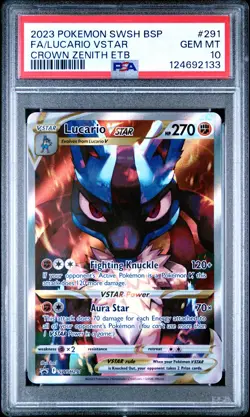 2023 POKEMON SWSH BLACK STAR PROMO #291 FULL ART/LUCARIO VSTAR PSA 10 - Image 1