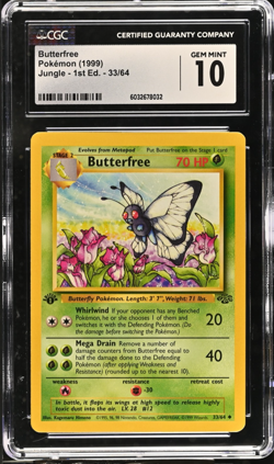 Butterfree 33/64 1st Edition Pokemon Jungle CGC Gem Mint 10 - Image 1