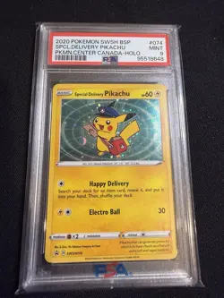 2020 POKEMON SWSH BLACK STAR PROMO #074 SPECIAL DELIVERY PIKACHU-HOLO PSA 9 - Image 1