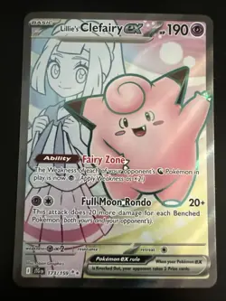 Pokemon Journey Together Lillie's Clefairy EX Holo TCG Card 173/159 - Image 1