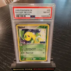 BAYLEEF - REV FOIL - PSA NM 8 - 2005 POKEMON EX UNSEEN FORCES #35 - Image 1