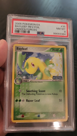 BAYLEEF - REV FOIL - PSA NM 8 - 2005 POKEMON EX UNSEEN FORCES #35 - Image 2