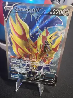 Pokemon TCG Zamazenta v Holo Full Art Rare Card 163/172 Brilliant Stars - Image 1