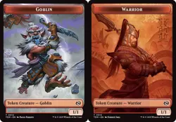 Foil GOBLIN WARRIOR Double-Sided Token mtg NM Tarkir Dragonstorm - Image 1