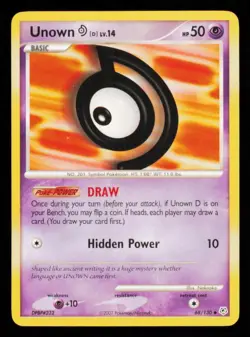 Pokemon Card Unown D LV.14 68/130 Diamond Pearl Vintage LP 2007 - Image 1