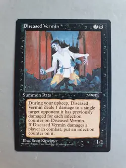 Diseased Vermin, MTG Alliances (1996) Uncommon Black Creature NM+ - Image 1