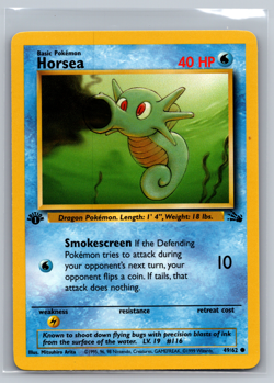 Pokemon TCG Horsea Fossil 49 Regular Common 1st Edition - NM - Image 1