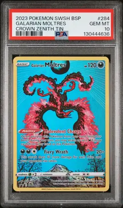2023 Pokemon Swsh Black Star Promo Galarian Moltres #284 PSA 10 - Image 1