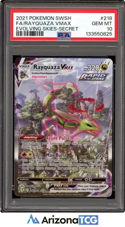 Pokemon 2021 Rayquaza VMAX 218/203 Alt Art Evolving Skies GEM MINT PSA 10 - Image 1