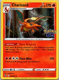Charizard 010/078 Pokemon TCG Pokemon GO Holo Rare NM - Image 1