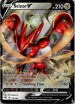 Scizor V 118/189 Pokemon TCG SWSH03: Darkness Ablaze Ultra Rare NM - Image 1