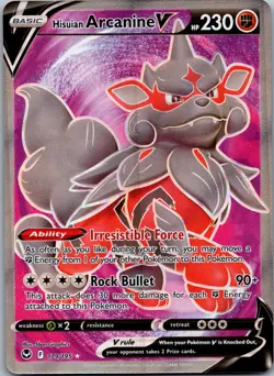 Hisuian Arcanine V (Full Art) 179/195 Pokemon TCG SWSH12: Silver Tempest NM - Image 1