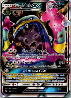 Alolan Muk GX 84/147 Pokemon TCG SM - Burning Shadows Ultra Rare NM - Image 1