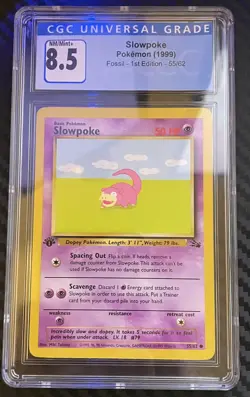 CGC 8.5 Pokemon Fossil 1st Edition Slowpoke 55/62 - Image 1