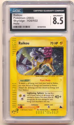 2003 POKEMON SKYRIDGE RAIKOU HOLO #H26/H32 CGC 8.5 - Image 1