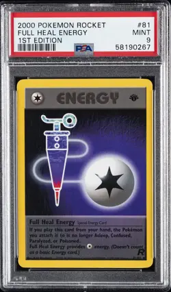 2000 POKEMON ROCKET 1ST ED #81 FULL HEAL ENERGY PSA 9 - Image 1
