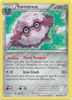2x (XY02-060) Forretress Rare Pokemon XY FlashFire Card # 60 - Image 1